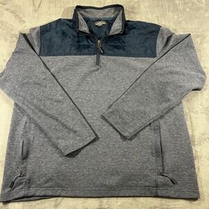 Eddie Bauer Mens Quarter Zip Pullover Grey Navy Hybrid Quilted Jacket XL